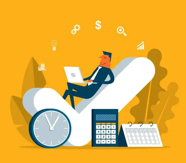 Vector illustration of Businessman - Multitasking