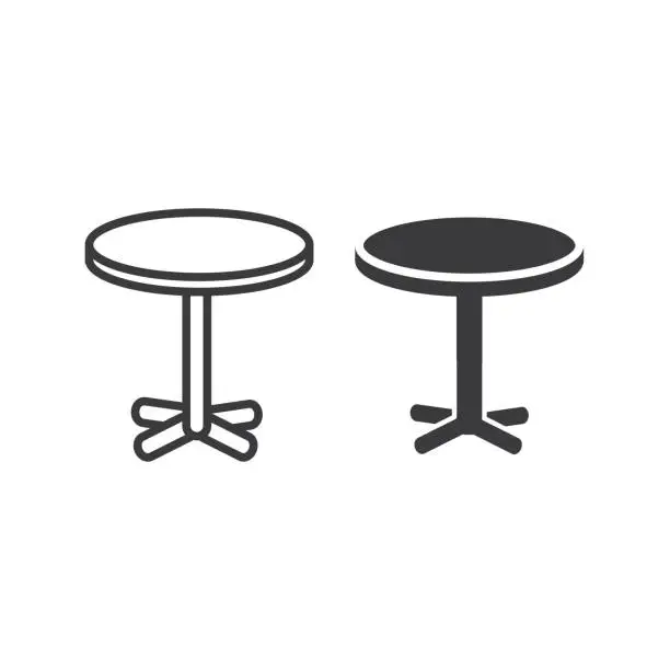 Vector illustration of Black and white table, icon, vector.