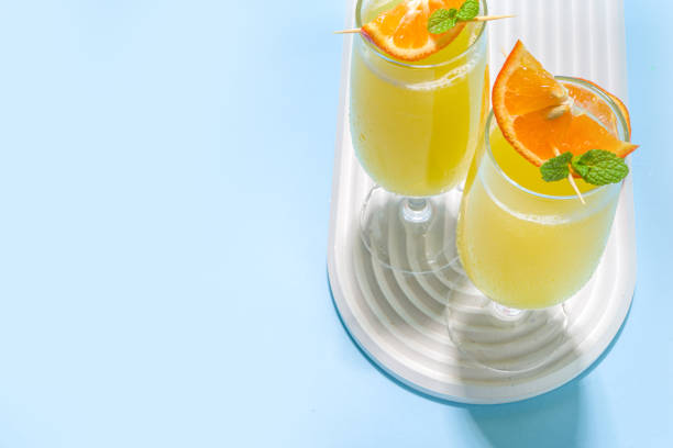 Classic mimosas cocktail stock photo