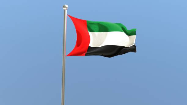 istock United Arab Emirates flag on flagpole. 1360212038