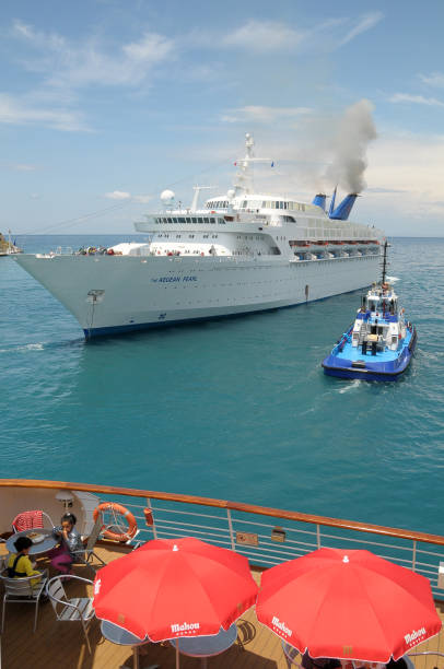 Rijeka, Croatia - June 5, 2022: Cruiser sails from port of Rijeka