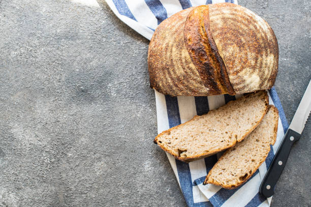 istock Homemade artisan sourdough whole rye bread. 1360215059