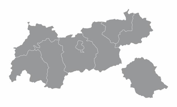 mapa administracyjna kraju związkowego tyrol - tirol stock illustrations