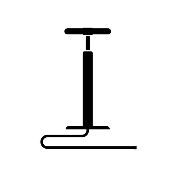 Vector illustration of Hand pump icon. Tire inflation pump. Black silhouette. Front view. Vector simple flat graphic illustration. The isolated object on a white background. Isolate.
