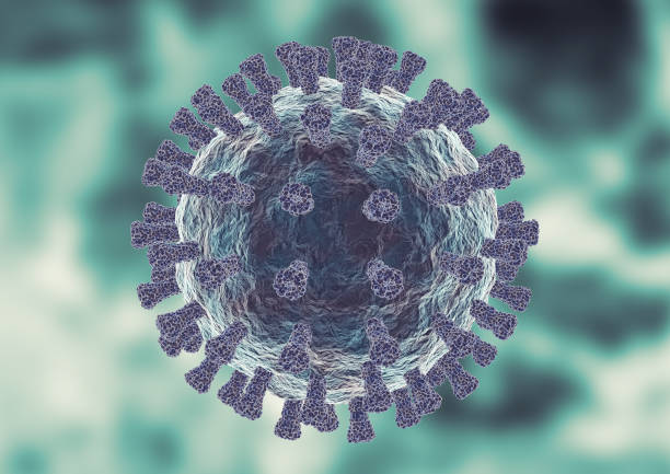 istock Influenza Virus H3N2 isolated on abstract background, magnified microscope 1360222508