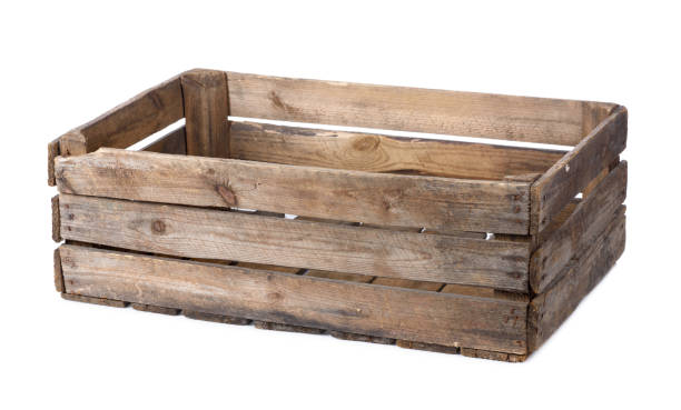 istock Wooden crate isolated on white background 1360223765