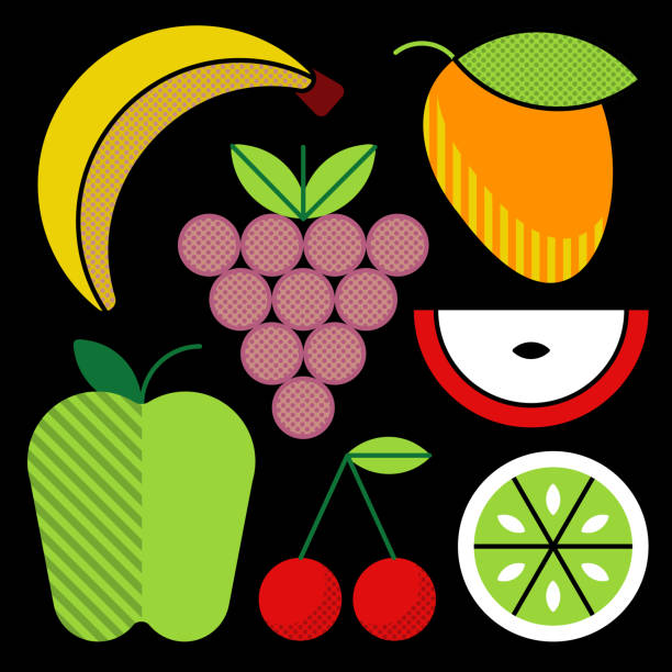 ilustrações de stock, clip art, desenhos animados e ícones de fruit illustration set 5—colorline series - apple granny smith apple green vector