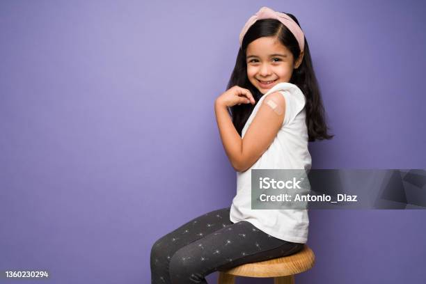 Profile Of A Child After Getting A Shot Stock Photo - Download Image Now - Child, Vaccination, Injecting
