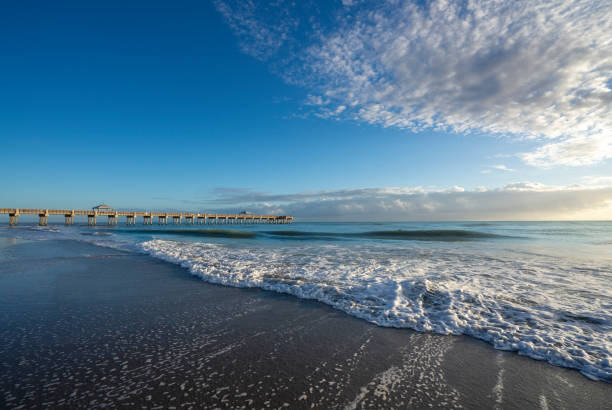 istock Beautiful Florida beach scenery with pier. 1360230363