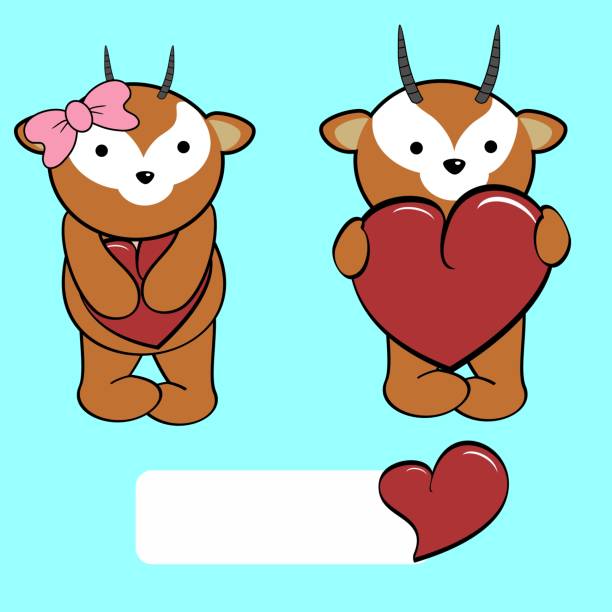 istock cute antelope character cartoon holding valentine heart collection 1360232896