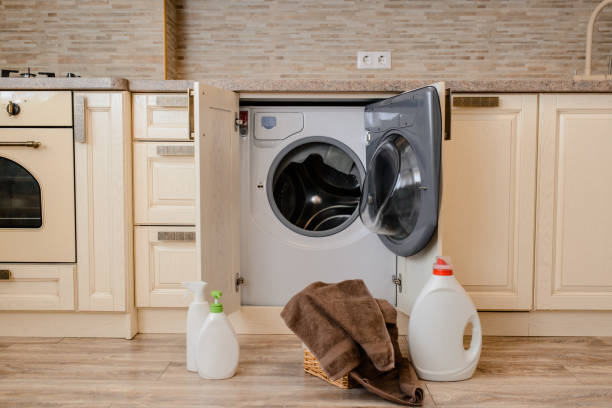 istock Close up a laundry basket full with fresh clean towels 1360233656
