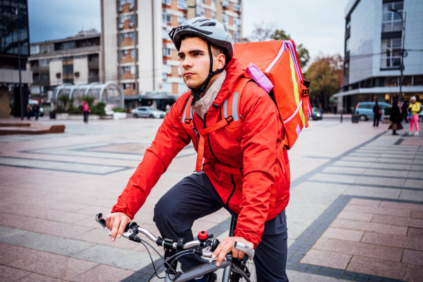 istock Food delivery on bicycle 1360240587