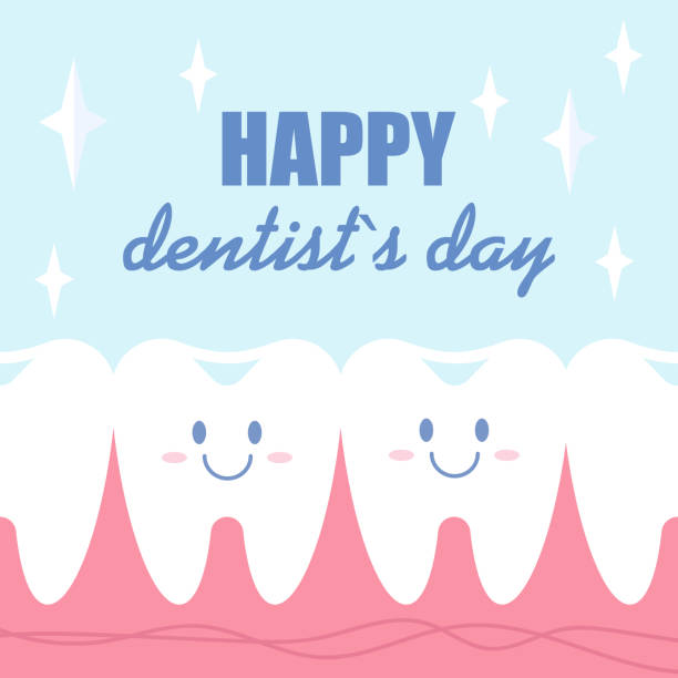 Happy Dentist s Day, postcard, vector image in flat style Happy Dentist s Day, postcard,dentists holiday national express stock illustrations