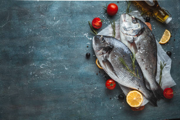 istock Flat lay of fish ready to cook 1360246200