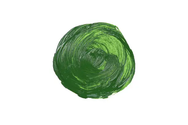 Photo of Green brush stroke isolated on white background