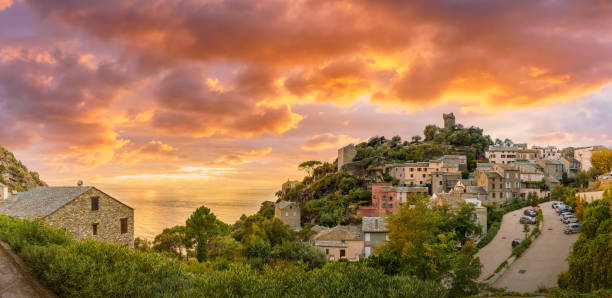istock Landscape with Nonza village at sunset , Corsica 1360253521
