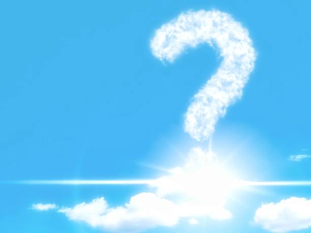 istock Illustration of a cloud of question marks floating in the sky 1360253820