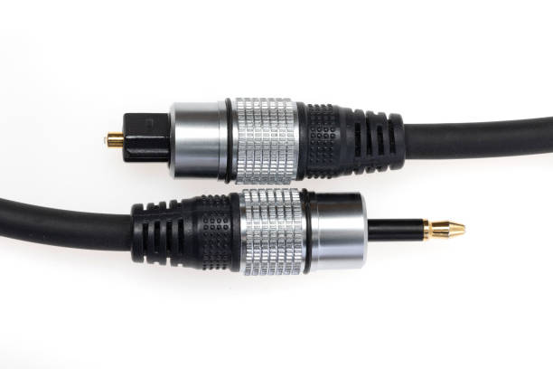 istock Digital audio fiber optic cable on white background 1360262003