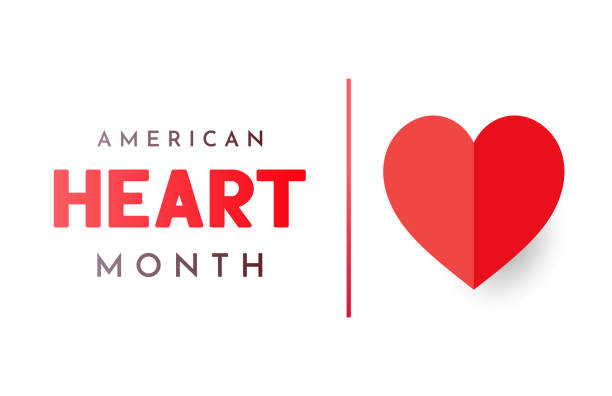 ilustrações, clipart, desenhos animados e ícones de cartão do mês do coração americano. vetor - february