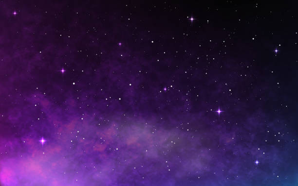 Night sky. Realistic starry cosmos texture. Magic glowing galaxy with bright stars. Shining space background with constellations. Infinite universe. Vector illustration Night sky. Realistic starry cosmos texture. Magic glowing galaxy with bright stars. Shining space background with constellations. Infinite universe. Vector illustration. purple stock illustrations