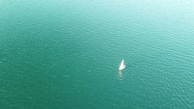 Classic sail boat in Ontario, aerial view