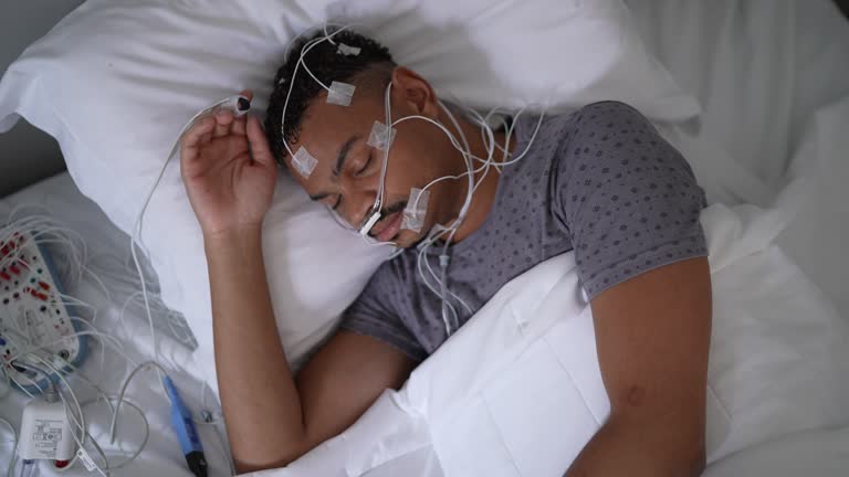 Patient sleeping in a medical clinic doing a medical exam