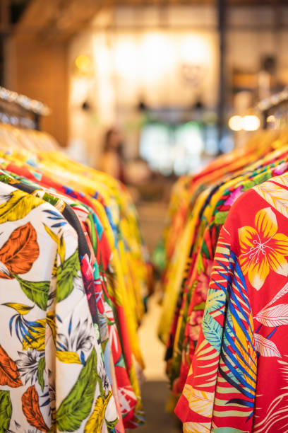 shirt and clothes for aloha summer hanging on a shelf