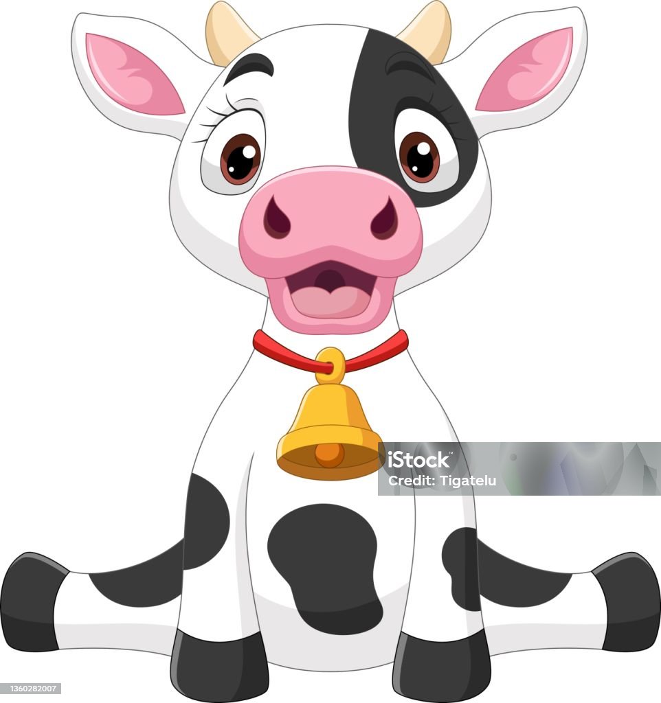 Cute Baby Cow Cartoon Sitting On White Background Stock Illustration -  Download Image Now - Agriculture, Animal, Animal Wildlife - iStock
