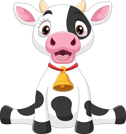 Cute Baby Cow Cartoon Sitting On White Background Stock Illustration -  Download Image Now - Agriculture, Animal, Animal Wildlife - iStock