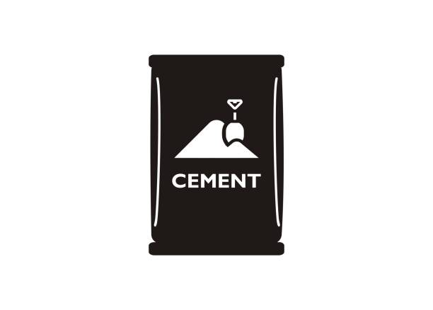 Cement bag. Simple illustration in black and white. Simple illustration of a cement bag in black and white. cement bag stock illustrations