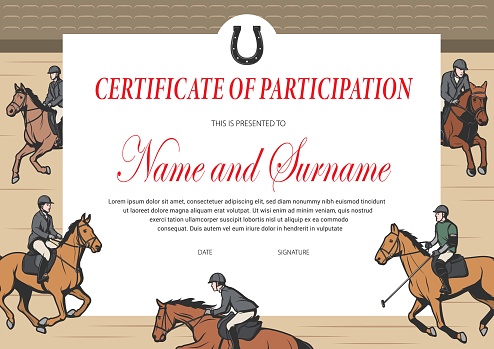 Certificate of participation in horse race diploma