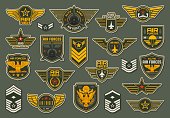 istock Army air forces, airborne units badges and chevron 1360293405