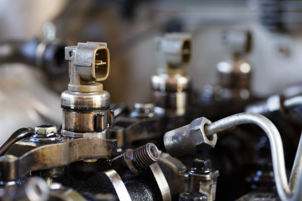 istock Old engine repair fuel injection.Common rail diesel injection system on track 1360298189