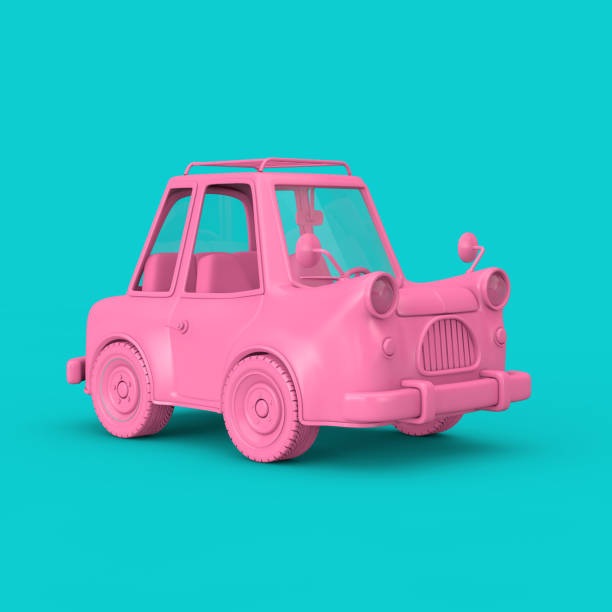 istock Pink Cartoon Car in Duotone Style. 3d Rendering 1360299087