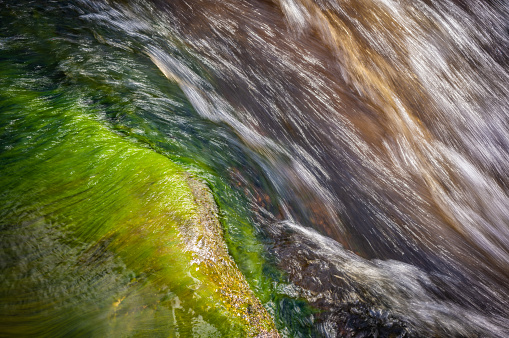 water flowing over algae and rocks, Abstract, Boonoo Boonoo River