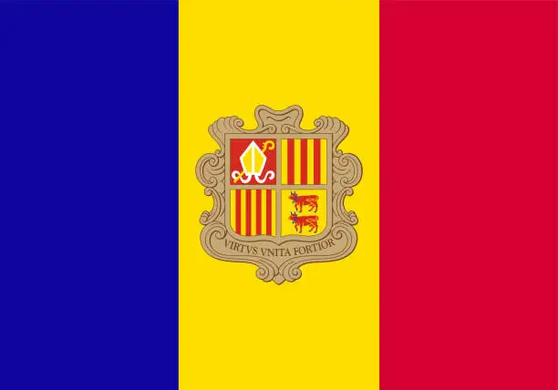 Vector illustration of Andorra National Flag Vector