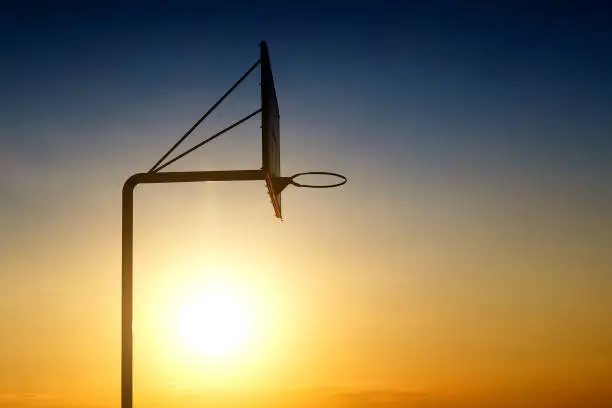 Toned Photo of the Basketball Board on the Sky Background