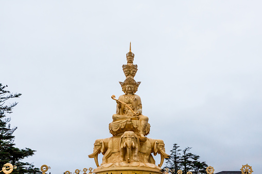 Ten party Samantabhadra Bodhisattva is located at the top of mount emei, it is 48 meters high and weighs more than 600 tons. It is The largest and tallest statue of Samantabhadra Bodhisattva in the world.