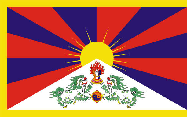 wektor flagi narodowej tybetu - flag of tibet stock illustrations