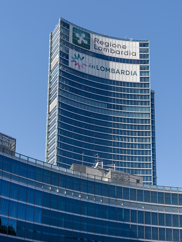 Milano, Italy. Palazzo Lombardia is a complex of buildings, including a 161.3 meter high skyscraper. The regional presidency has its seat here with all the departments