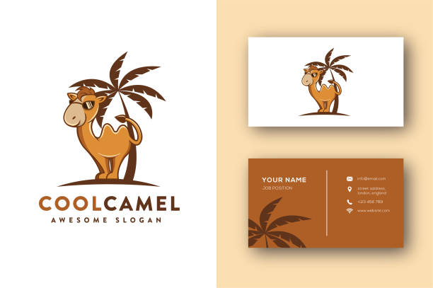 ilustrações de stock, clip art, desenhos animados e ícones de fun mascot cartoon camel logo icon vector illustration and business card template - journey camel travel desert