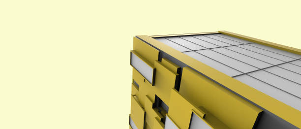 istock Architecture Background and Geometric Shape for futuristic technology Digital Concept with a Business concept on yellow. banner, copy space,digital, banner,website -3d Rendering 1360315461