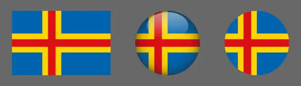 Vector illustration of Aland National Flag Set Collection