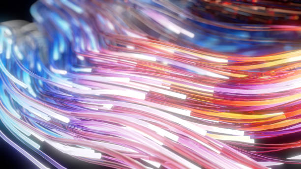 istock glowing glass trails. fiber optic technology concept with multiple lines. 3d illustration 1360316674