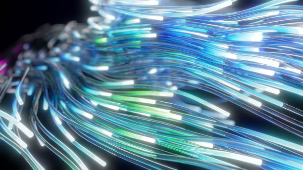 istock glowing glass trails. fiber optic technology concept with multiple lines. 3d illustration 1360316764
