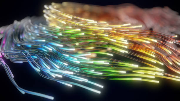 istock glowing glass trails. fiber optic technology concept with multiple lines. 3d illustration 1360317451