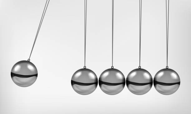 istock Newton's cradle pendulum with swinging spheres metal balls 3d realistic vector illustration. 1360317573