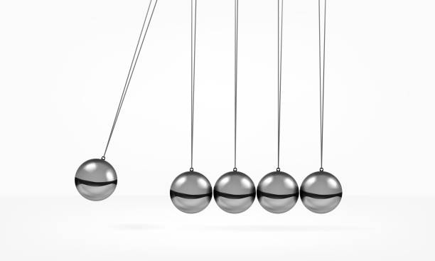 istock Newton's cradle pendulum with swinging spheres metal balls 3d realistic vector illustration. 1360317574