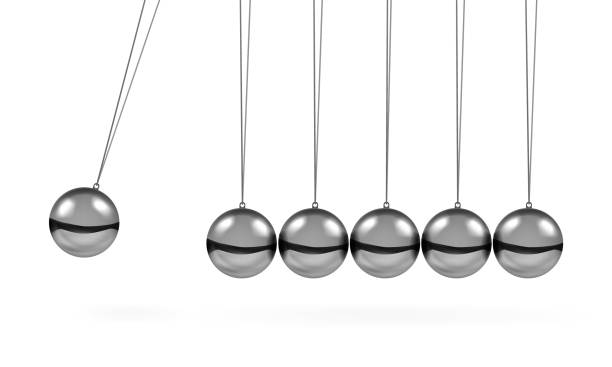istock Newton's cradle pendulum with swinging spheres metal balls 3d realistic vector illustration. 1360317590