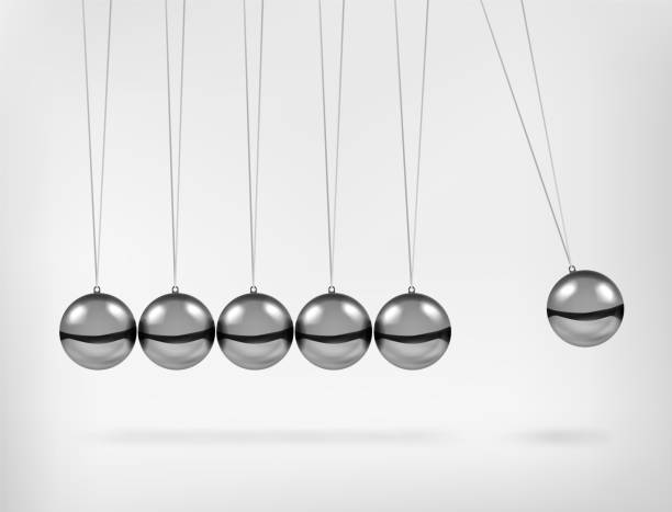 istock Newton's cradle pendulum with swinging spheres metal balls 3d realistic vector illustration. 1360317592
